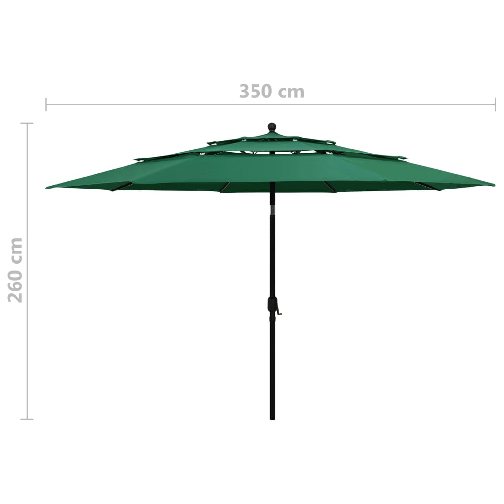 8720286165591_g_en_hd_7 vidaXL 3-Tier Garden Parasol with Aluminium Pole Green 3.5 m - Image 8