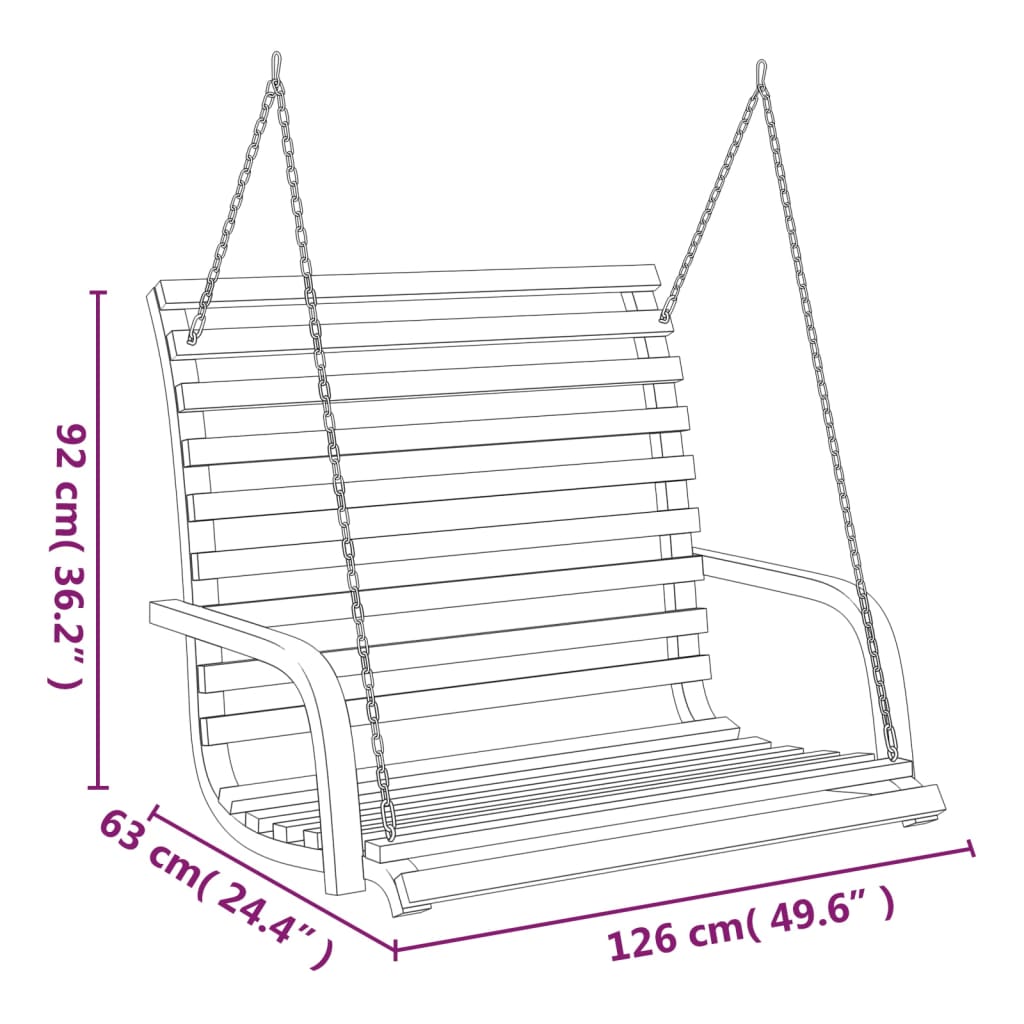 8720286167311_g_en_hd_4 vidaXL Swing Bench Solid Bent Wood with Teak Finish 126x63x92 cm - Image 6