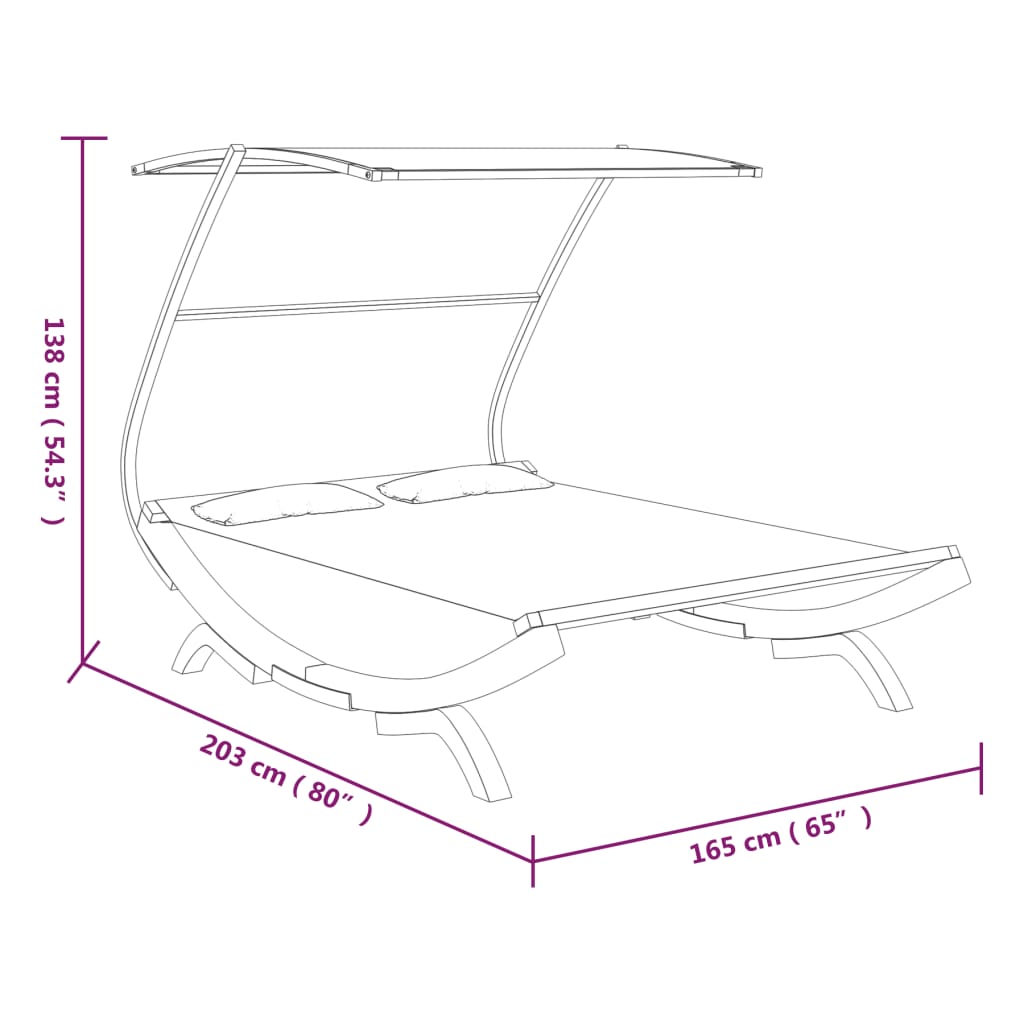8720286167434_g_en_hd_4 vidaXL Outdoor Lounge Bed with Canopy 165x203x138 cm Solid Bent Wood Anthracite - Image 6