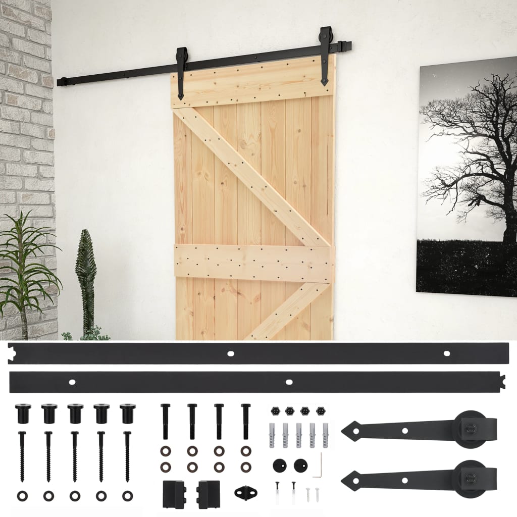 8720286173374_a_en_hd_1 vidaXL Sliding Door with Hardware Set 90x210 cm Solid Pine Wood - Image 2