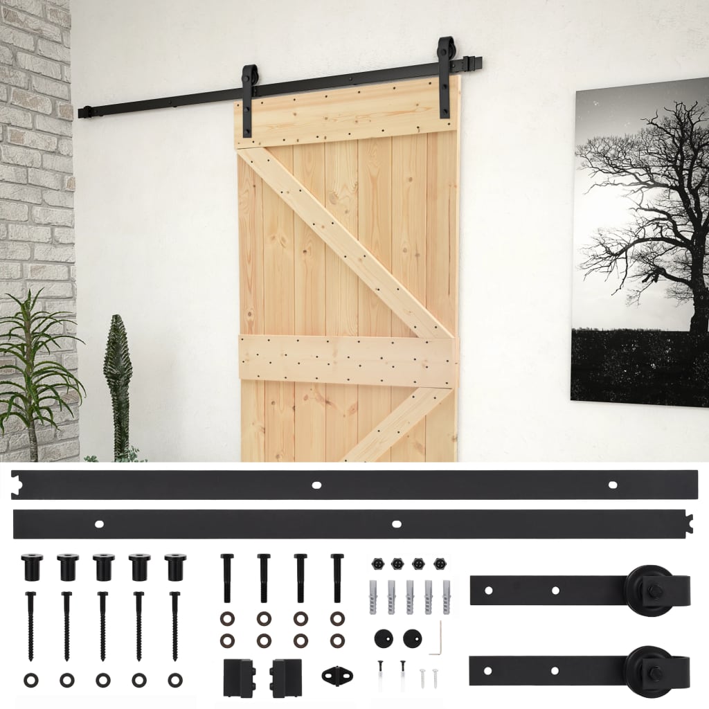 8720286173428_a_en_hd_1 vidaXL Sliding Door with Hardware Set 90x210 cm Solid Pine Wood - Image 2
