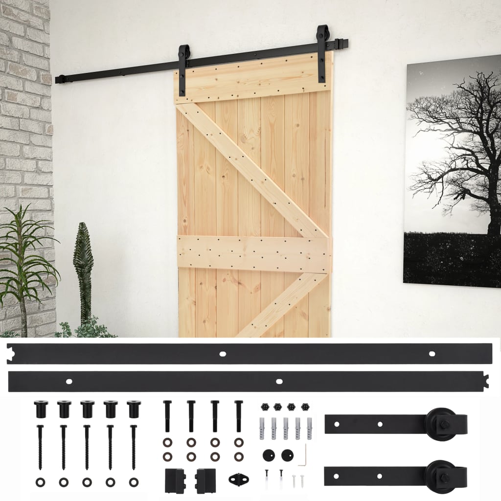 8720286173435_a_en_hd_1 vidaXL Sliding Door with Hardware Set 90x210 cm Solid Pine Wood - Image 2