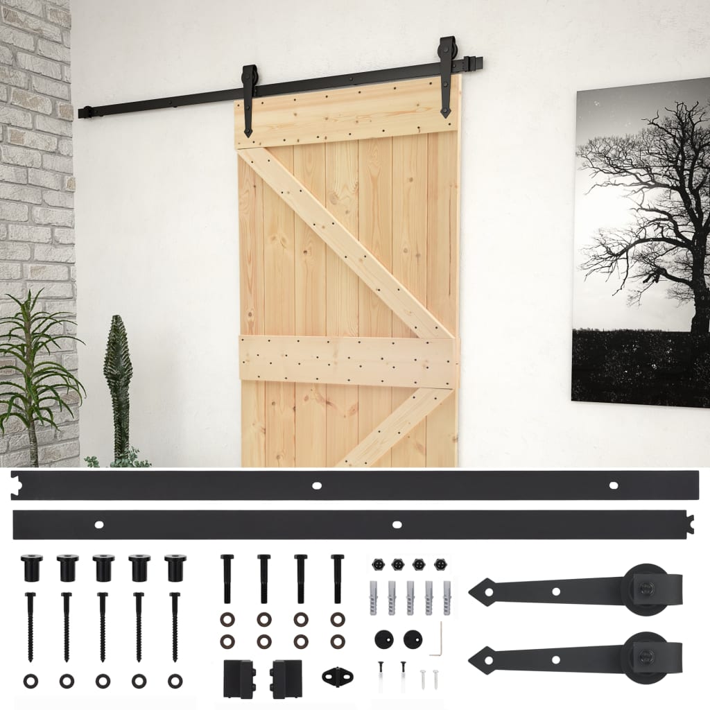 8720286173442_a_en_hd_1 vidaXL Sliding Door with Hardware Set 100x210 cm Solid Pine Wood - Image 2
