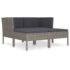 vidaXL 4 Piece Garden Lounge Set with Cushions Poly Rattan Grey - Image 2