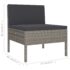 vidaXL 6 Piece Garden Lounge Set with Cushions Poly Rattan Grey - Image 7
