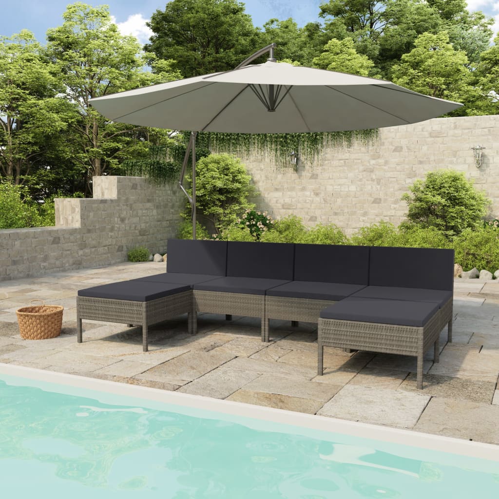 8720286178652_m_en_hd_1 vidaXL 6 Piece Garden Lounge Set with Cushions Poly Rattan Grey - Image 1