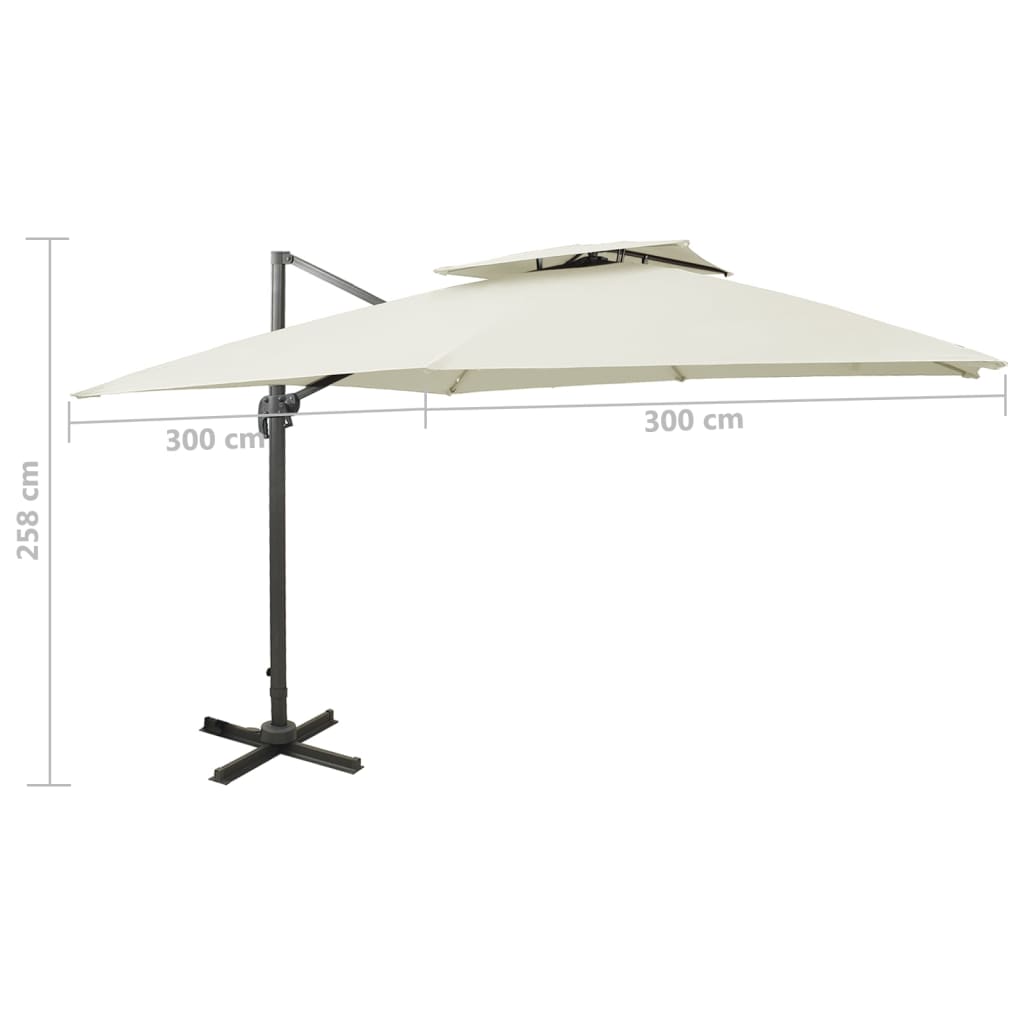 8720286181720_g_en_hd_8 vidaXL Cantilever Garden Parasol with Double Top 300x300 cm Sand - Image 9