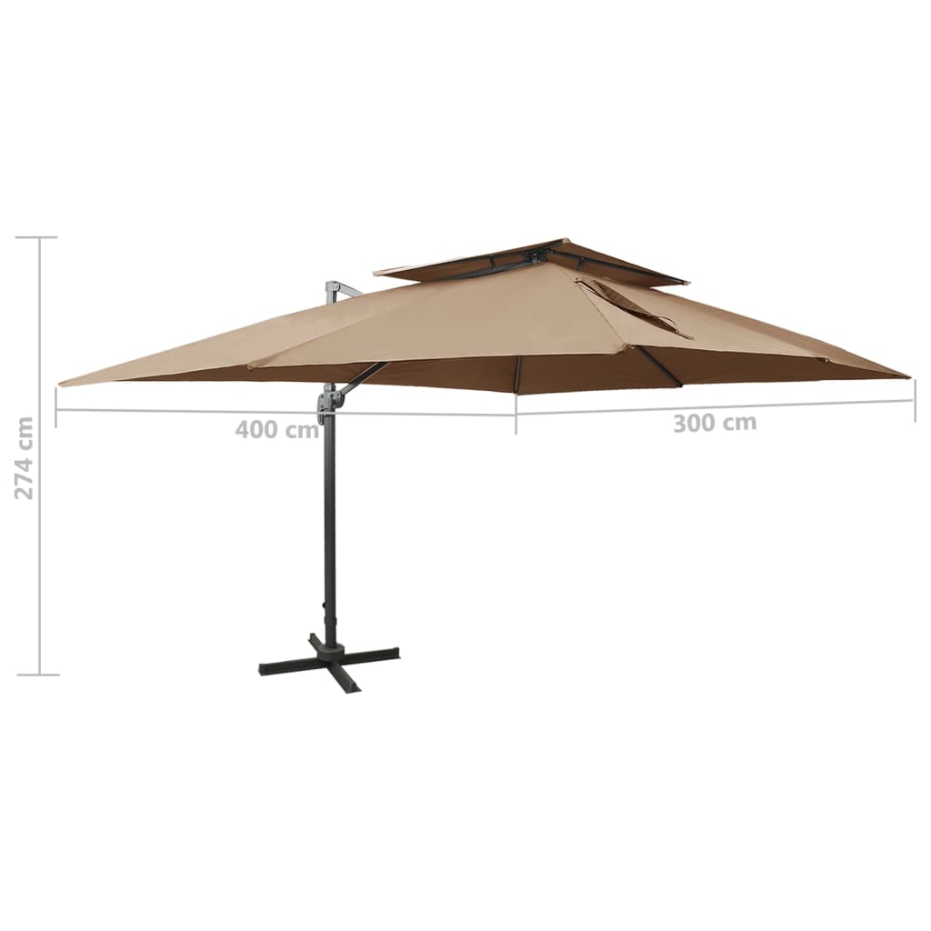 8720286181799_g_en_hd_8 vidaXL Cantilever Garden Parasol with Double Top Taupe 400x300 cm - Image 9