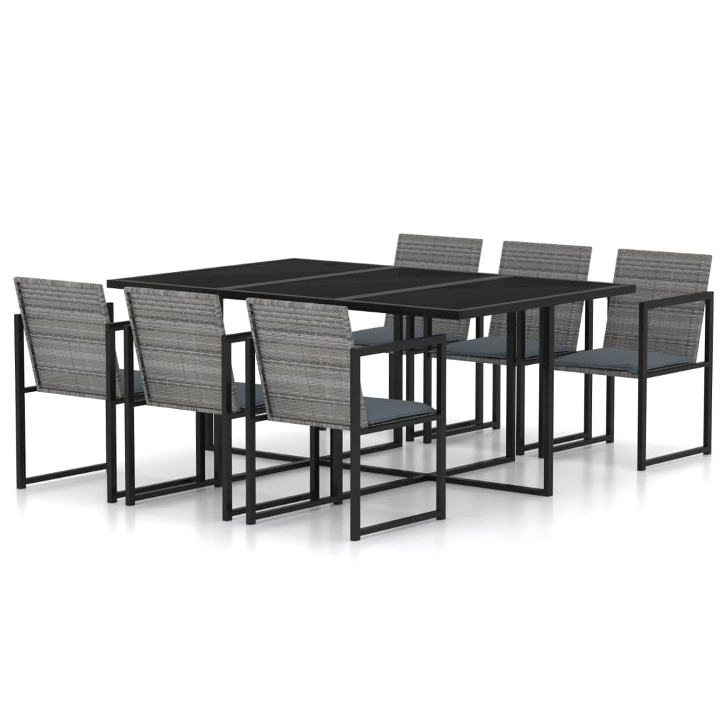 8720286182048_a_en_hd_1 vidaXL 7 Piece Outdoor Dining Set with Cushions Poly Rattan Grey - Image 1