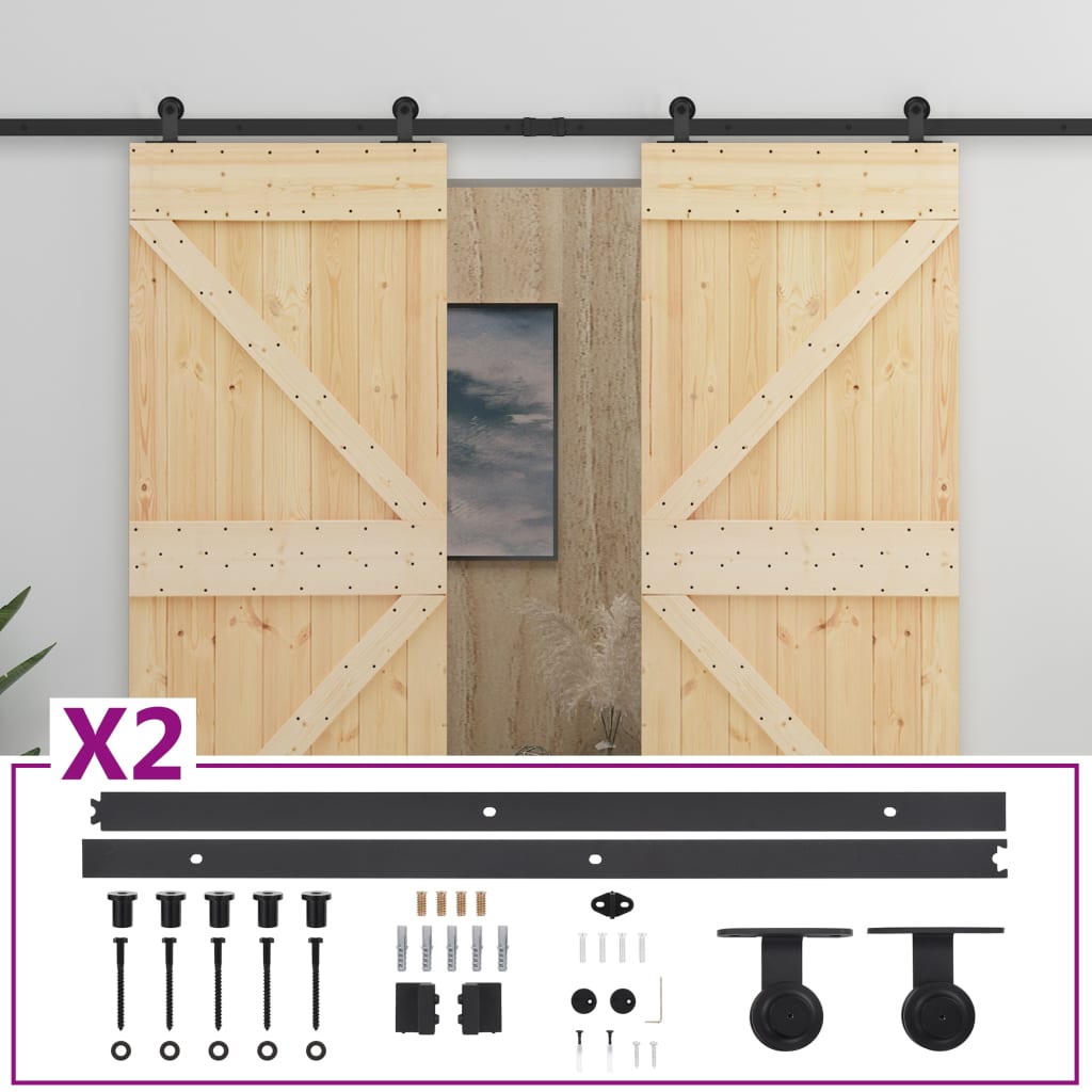 8720286182413_a_en_hd_1 vidaXL Sliding Door with Hardware Set 80x210 cm Solid Pine Wood - Image 2