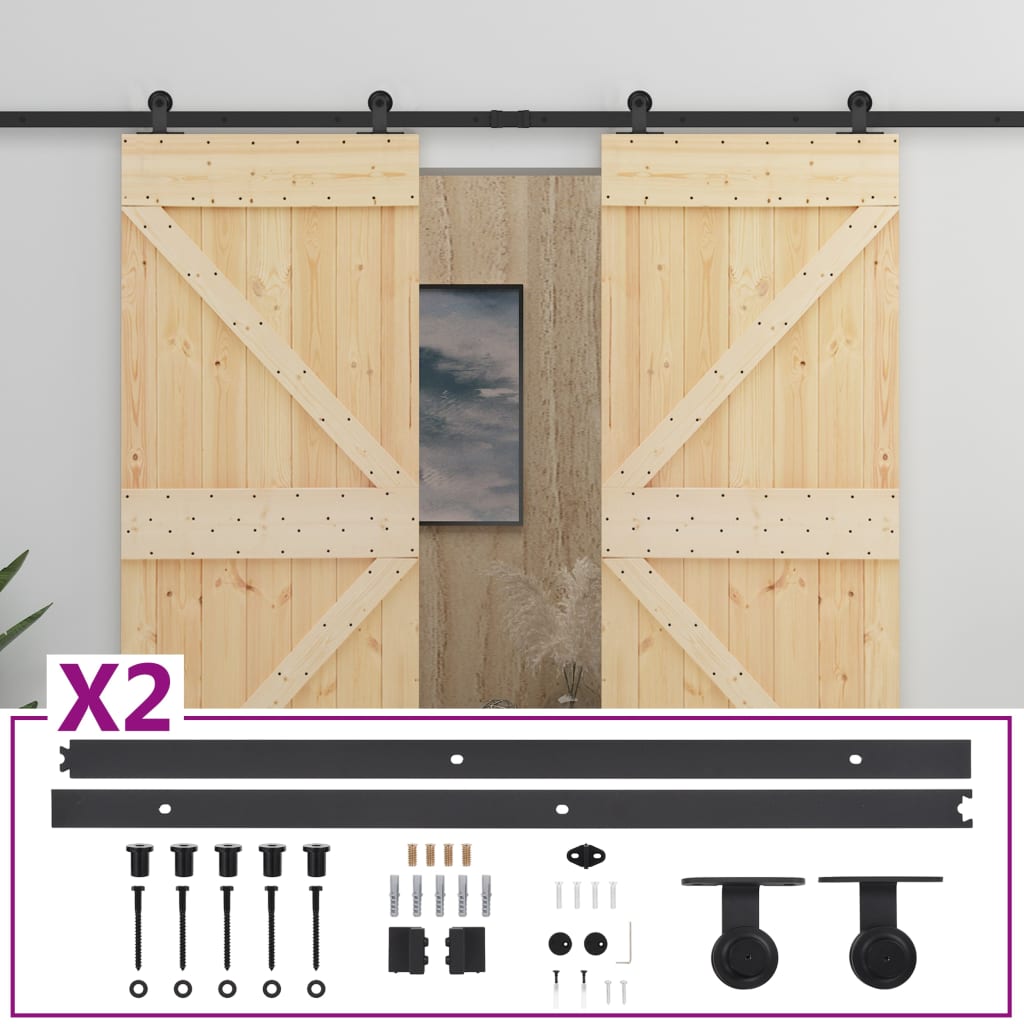 8720286182420_a_en_hd_1 vidaXL Sliding Door with Hardware Set 80x210 cm Solid Pine Wood - Image 2