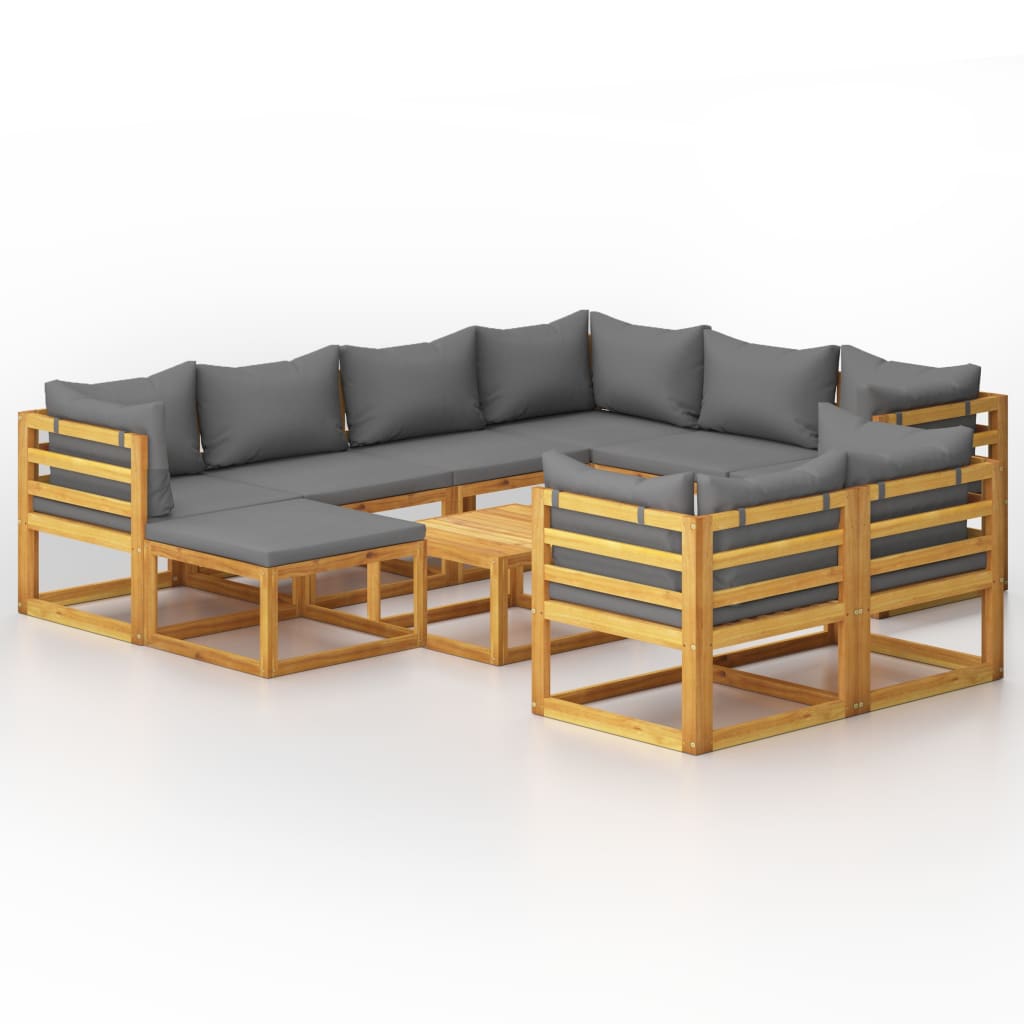 8720286183588_a_en_hd_1 vidaXL 10 Piece Garden Lounge Set with Cushion Solid Acacia Wood - Image 2
