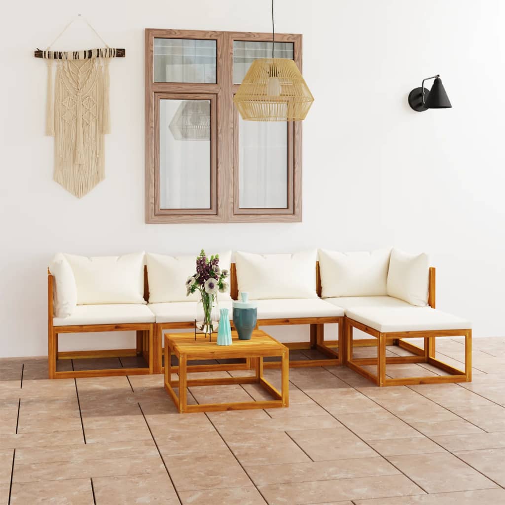 8720286183786_m_en_hd_1 vidaXL 6 Piece Garden Lounge Set with Cushion Cream Solid Acacia Wood - Image 1
