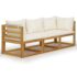 vidaXL 3-Seater Garden Sofa with Cushion Cream Solid Acacia Wood - Image 2
