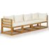 vidaXL 4-Seater Garden Sofa with Cushion Cream Solid Acacia Wood - Image 2