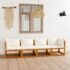 vidaXL 4-Seater Garden Sofa with Cushion Cream Solid Acacia Wood