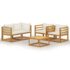vidaXL 5 Piece Garden Lounge Set with Cushion Cream Solid Acacia Wood - Image 2