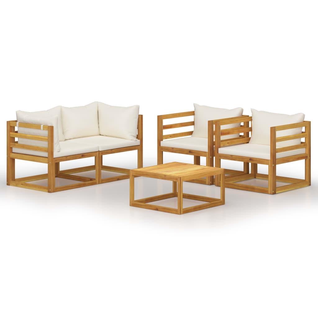 8720286183823_a_en_hd_1 vidaXL 5 Piece Garden Lounge Set with Cushion Cream Solid Acacia Wood - Image 2