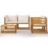 vidaXL 5 Piece Garden Lounge Set with Cushion Cream Solid Acacia Wood - Image 3