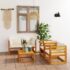 vidaXL 5 Piece Garden Lounge Set with Cushion Cream Solid Acacia Wood