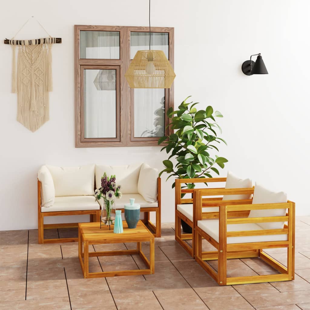 8720286183823_m_en_hd_1 vidaXL 5 Piece Garden Lounge Set with Cushion Cream Solid Acacia Wood - Image 1