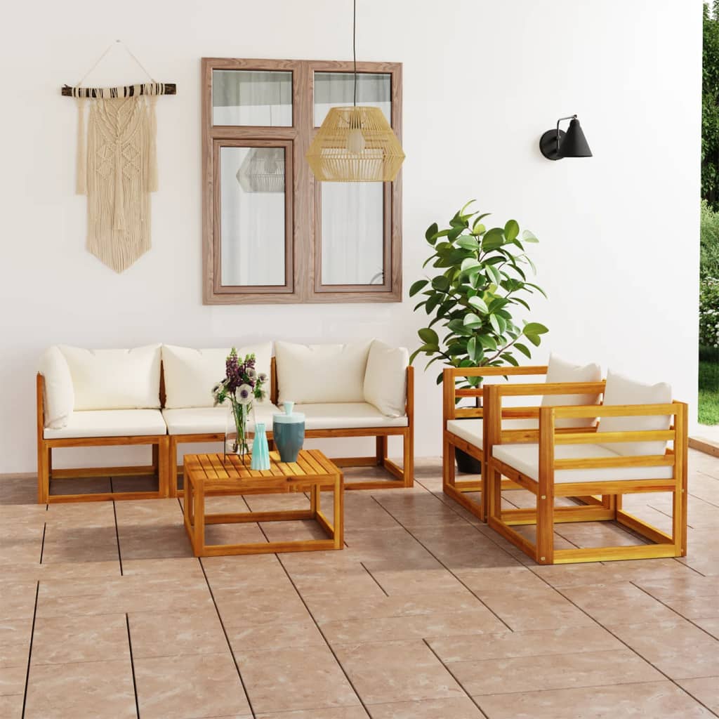 8720286183830_m_en_hd_1 vidaXL 6 Piece Garden Lounge Set with Cushion Cream Solid Acacia Wood - Image 1