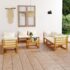 vidaXL 9 Piece Garden Lounge Set with Cushion Cream Solid Acacia Wood