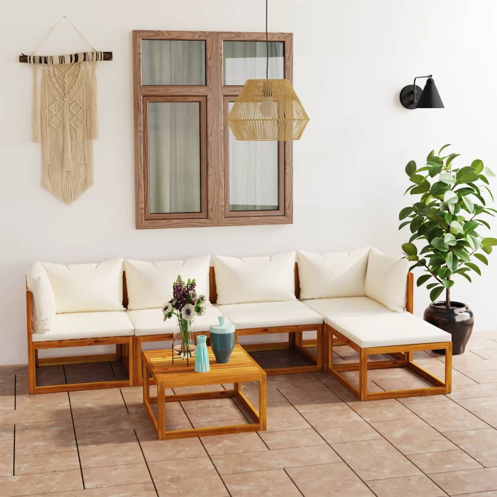 8720286183977_m_en_hd_1 vidaXL 6 Piece Garden Lounge Set with Cushion Cream Solid Acacia Wood - Image 1