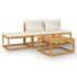 vidaXL 4 Piece Garden Lounge Set with Cushion Cream Solid Acacia Wood - Image 2