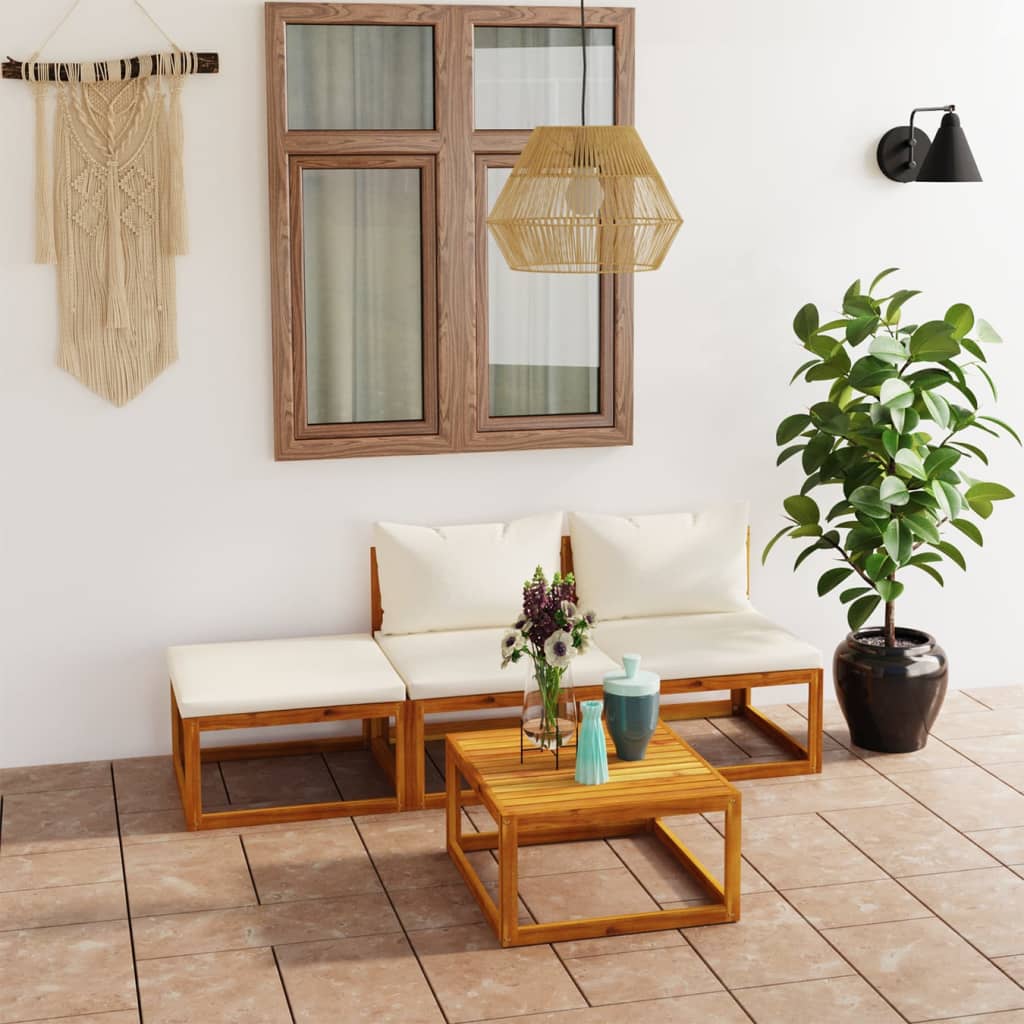 8720286184004_m_en_hd_1 vidaXL 4 Piece Garden Lounge Set with Cushion Cream Solid Acacia Wood - Image 1