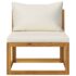 vidaXL 4 Piece Garden Lounge Set with Cushion Cream Solid Acacia Wood - Image 9