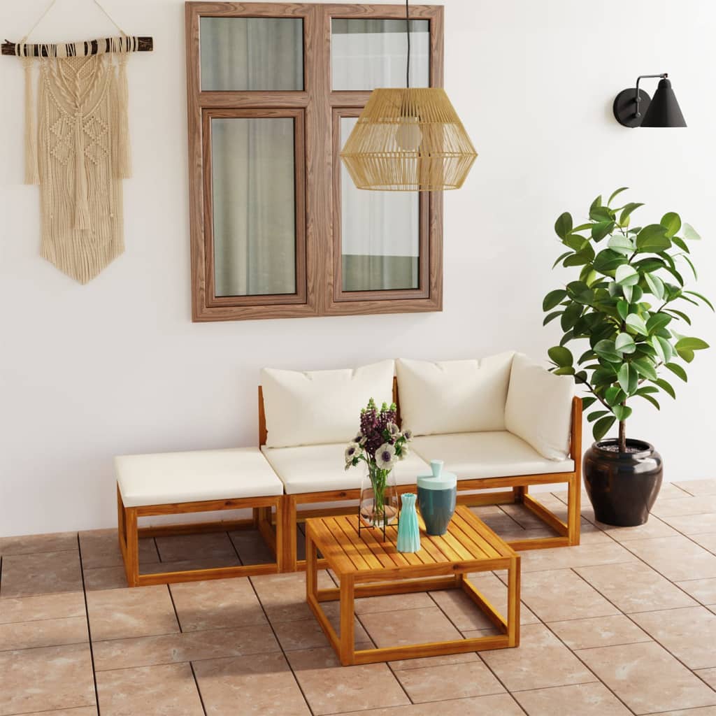 8720286184011_m_en_hd_1 vidaXL 4 Piece Garden Lounge Set with Cushion Cream Solid Acacia Wood - Image 1