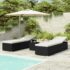 vidaXL 3 Piece Garden Sun Loungers with Tea Table Poly Rattan Black