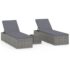 vidaXL 3 Piece Garden Sun Loungers with Tea Table Poly Rattan Grey - Image 2