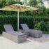 vidaXL 3 Piece Garden Sun Loungers with Tea Table Poly Rattan Grey