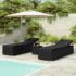vidaXL 3 Piece Garden Sun Loungers with Tea Table Poly Rattan Black