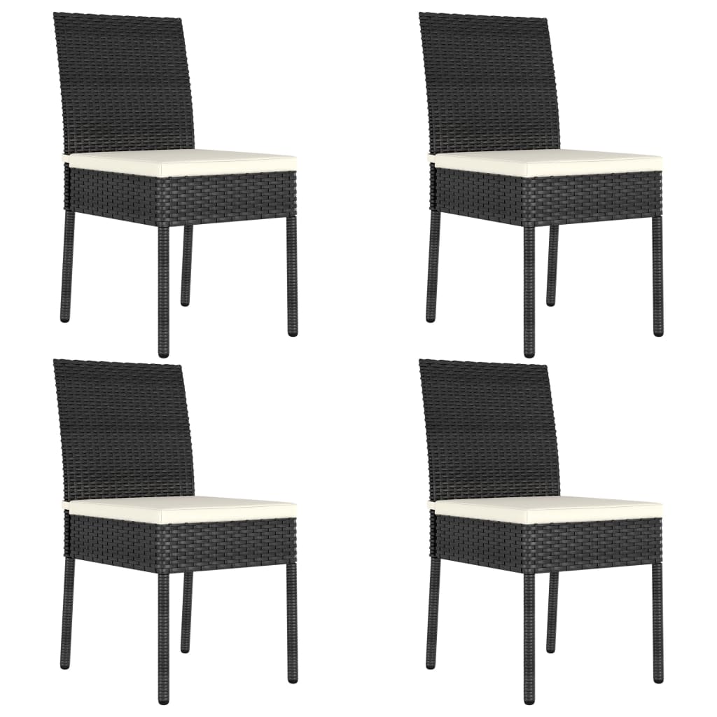 vidaXL Garden Dining Chairs 4 pcs Poly Rattan Black