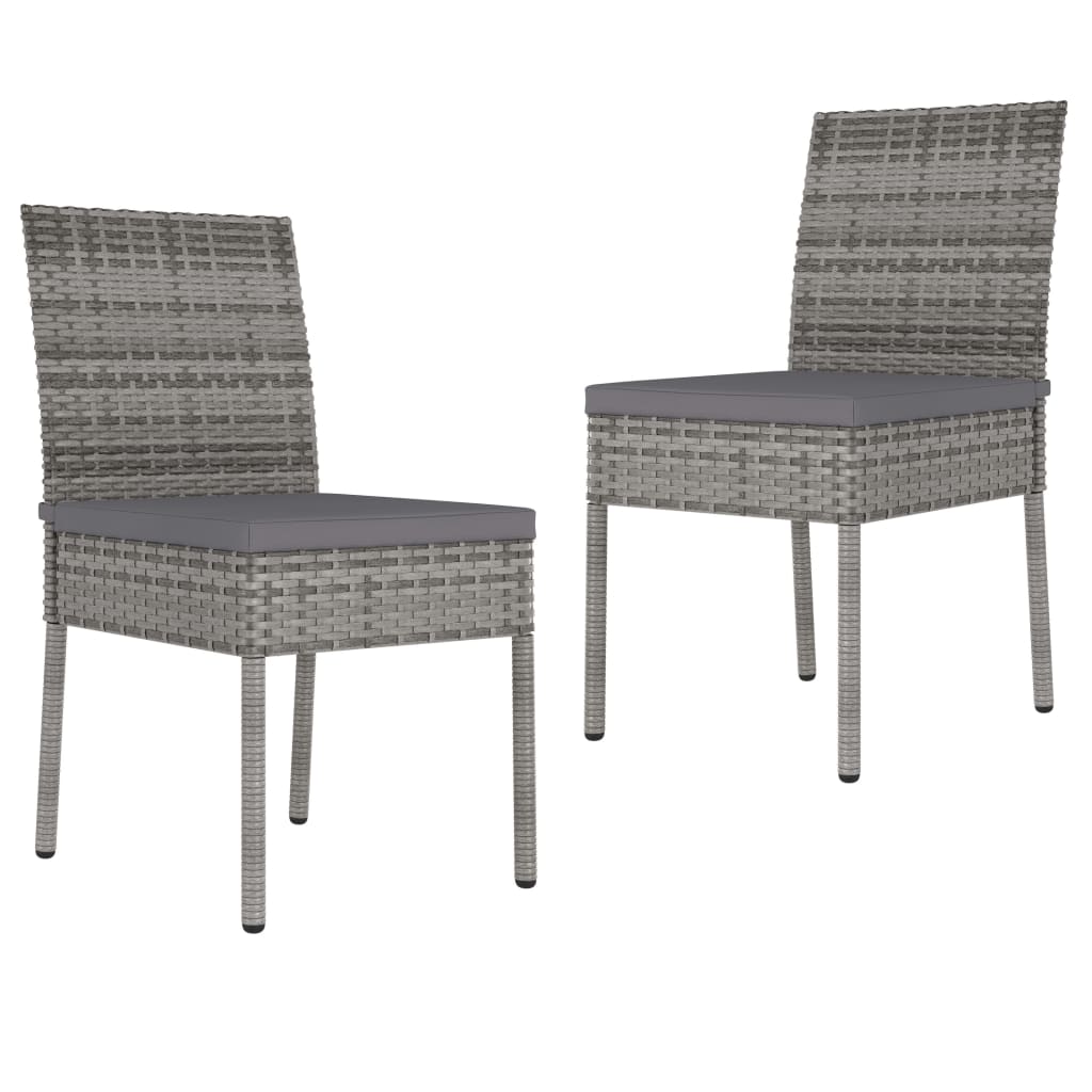 vidaXL Garden Dining Chairs 2 pcs Poly Rattan Grey