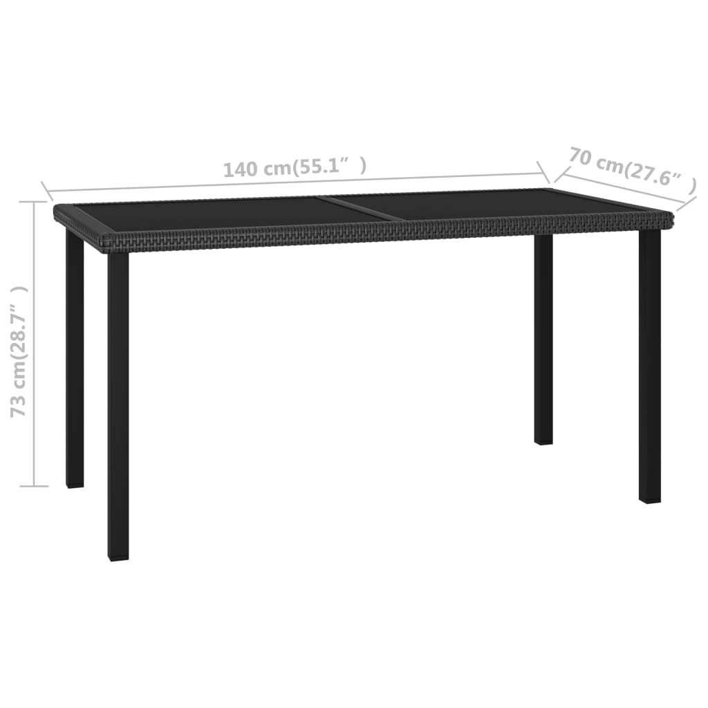 8720286188484_g_en_hd_4 vidaXL Garden Dining Table Black 140x70x73 cm Poly Rattan - Image 5