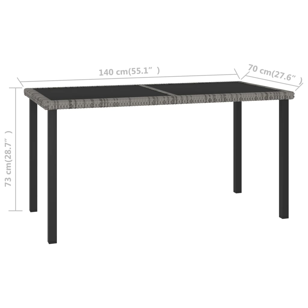 8720286188514_g_en_hd_4 vidaXL Garden Dining Table Grey 140x70x73 cm Poly Rattan - Image 5