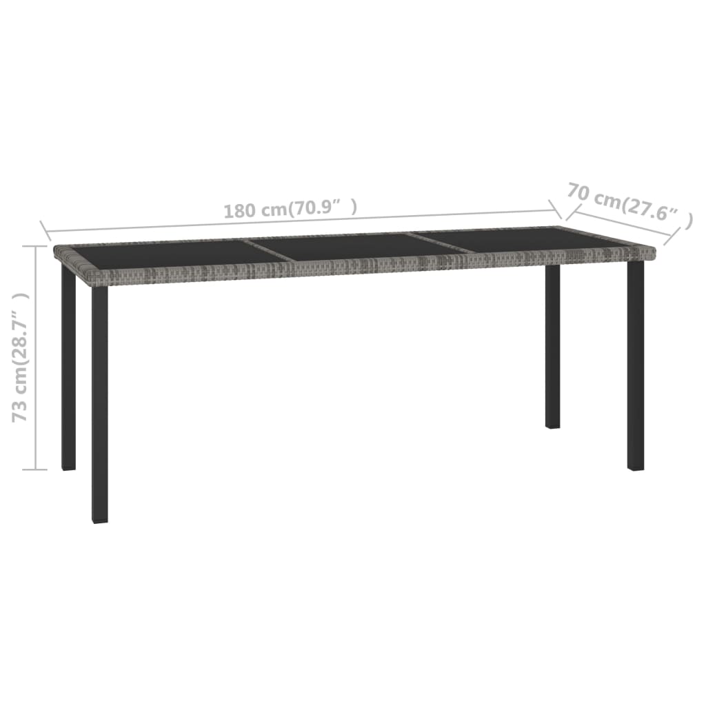 8720286188521_g_en_hd_4 vidaXL Garden Dining Table Grey 180x70x73 cm Poly Rattan - Image 5