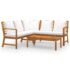 vidaXL 4 Piece Garden Lounge Set with Cushion Cream Solid Acacia Wood - Image 2