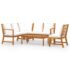 vidaXL 5 Piece Garden Lounge Set with Cushion Cream Solid Acacia Wood - Image 2