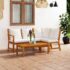 vidaXL 4 Piece Garden Lounge Set with Cushion Cream Solid Acacia Wood