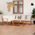 vidaXL 5 Piece Garden Lounge Set with Cushion Cream Solid Acacia Wood