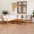 vidaXL 6 Piece Garden Lounge Set with Cushion Cream Solid Acacia Wood