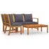 vidaXL 4 Piece Garden Lounge Set with Cushion Solid Acacia Wood - Image 2
