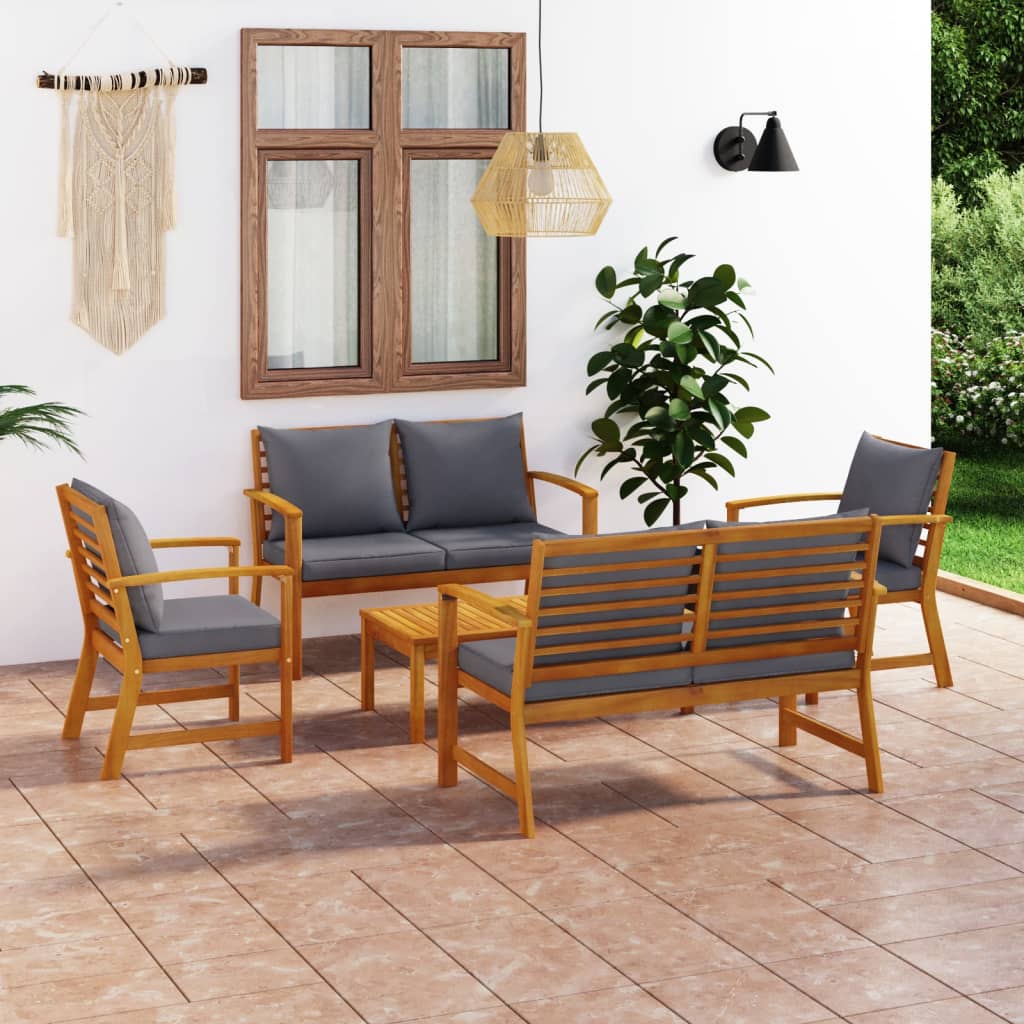 8720286188712_m_en_hd_1 vidaXL 5 Piece Garden Lounge Set with Cushion Solid Acacia Wood - Image 1