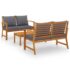 vidaXL 3 Piece Garden Lounge Set with Cushion Solid Acacia Wood - Image 2