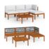 vidaXL 5 Piece Garden Lounge Set with Cushions Cream Wood Acacia&Rope - Image 2